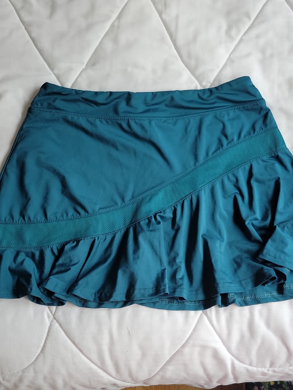Teal Ruffle Skater Skirt with Built-In Shorts